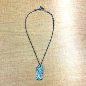 Cookie Lee Shiny Rhinestone Silver Dog Tag Necklace